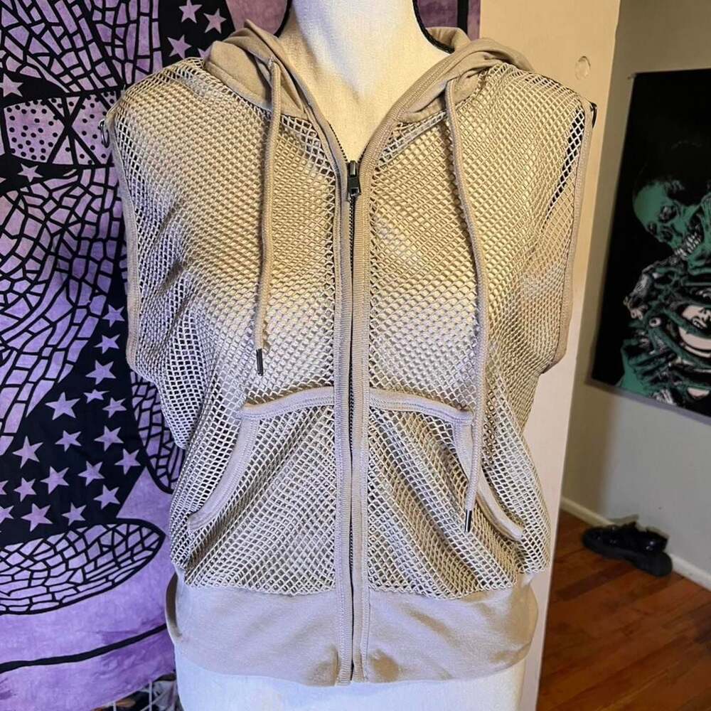 Guess Originals Mesh Zip Up Sleeveless Hoodie